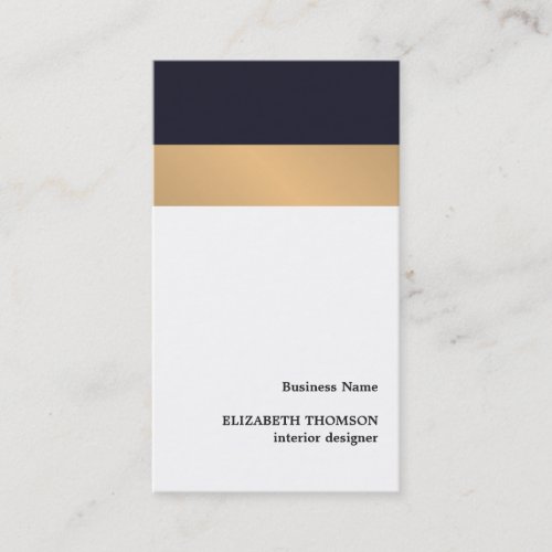 Modern Elegant Stripes Blue Faux Gold Designer Business Card