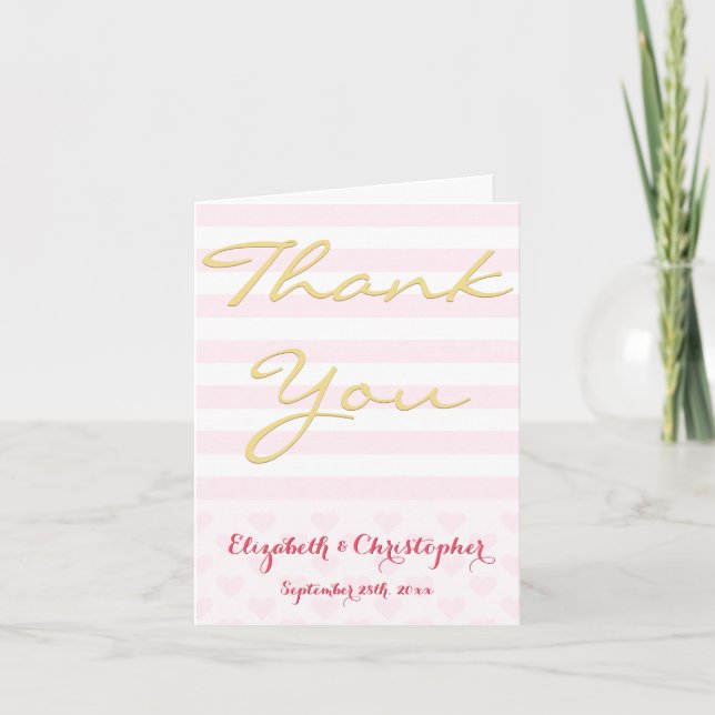 Modern Elegant Stripes Wedding Thank You Note Card (Front)