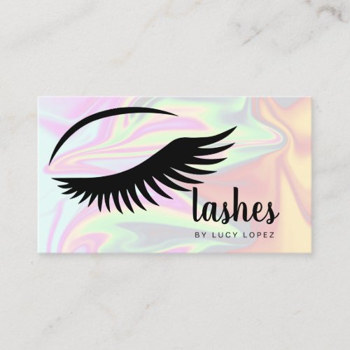 Modern elegant stylish chick holographic lashes business card