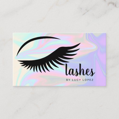 Modern elegant stylish chick holographic lashes business card