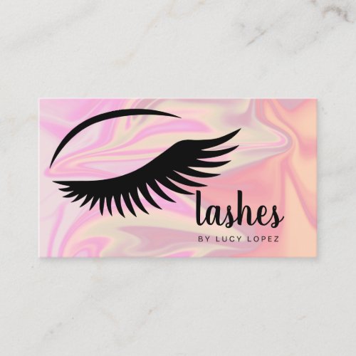 Modern elegant stylish chick holographic lashes business card