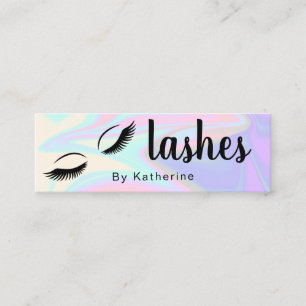 Modern elegant stylish chick holographic lashes mini business card