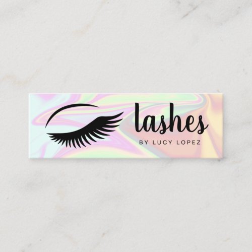 Modern elegant stylish chick holographic lashes mini business card