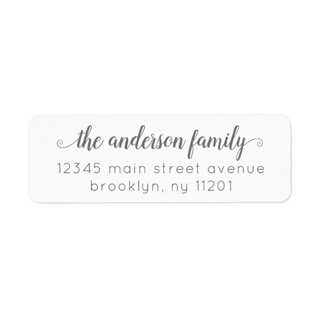 Modern Elegant Stylish Classic Gray Script Family Label (Front)
