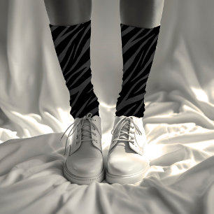 Modern & Elegant Stylish Design Black & Grey Zebra Socks