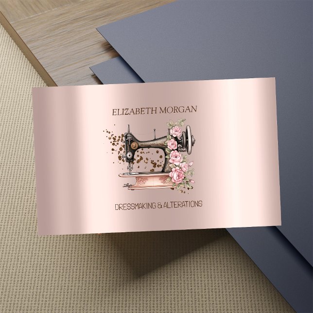 Modern Elegant Stylish Diamonds Sewing Machine Business Card (Creator Uploaded)