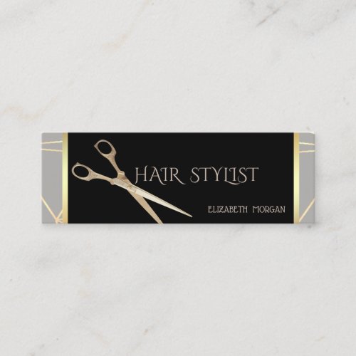 Modern Elegant Stylish Geometric Gray  Scissors Mini Business Card