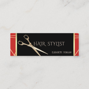 Modern Elegant Stylish Geometric Red ,Scissors Mini Business Card