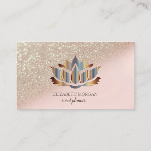 Modern Elegant Stylish Glitter Bokeh Gold Lotus  Business Card