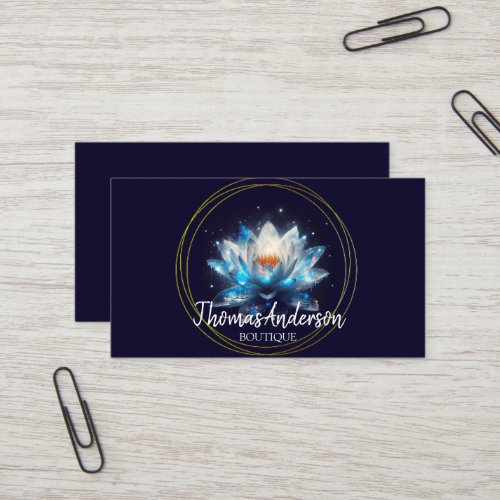 Modern Elegant Stylish Gold Circle Lotus Business Card