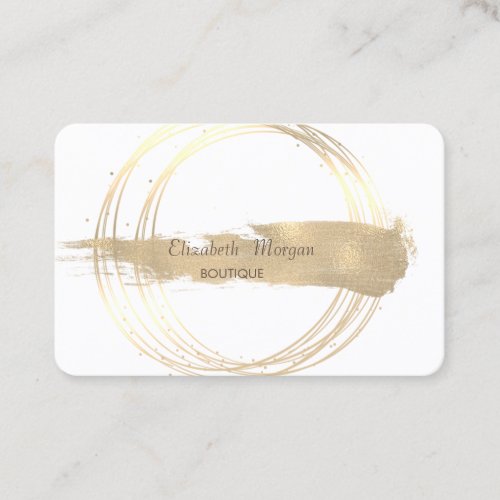 Modern Elegant Stylish Gold Circles Brush Stroke Business Card