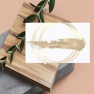 Modern Elegant Stylish Gold Circles Brush Stroke Business Card