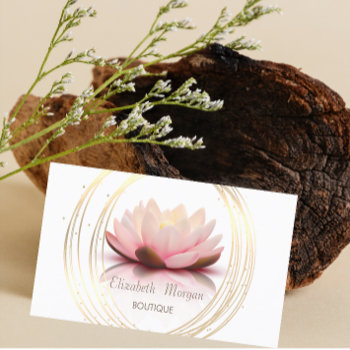 Modern Elegant Stylish Gold Circles Lotus Business Card by Biglibigli at Zazzle