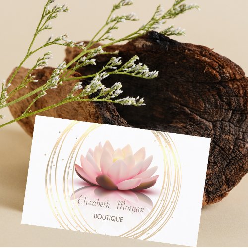 Modern Elegant StylishGold Circles Lotus Business Card