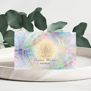 Modern Elegant Stylish,Gold Circles Lotus Opal Business Card