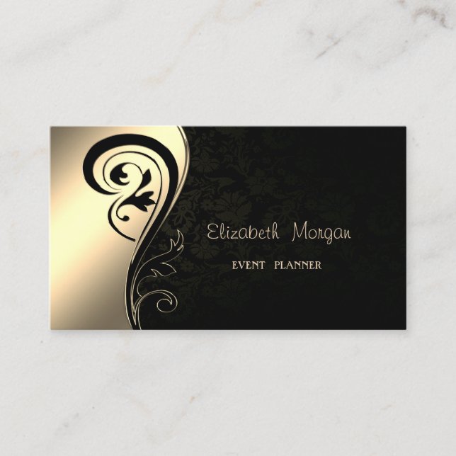 Modern Elegant Stylish Gold ,Damask Business Card (Front)