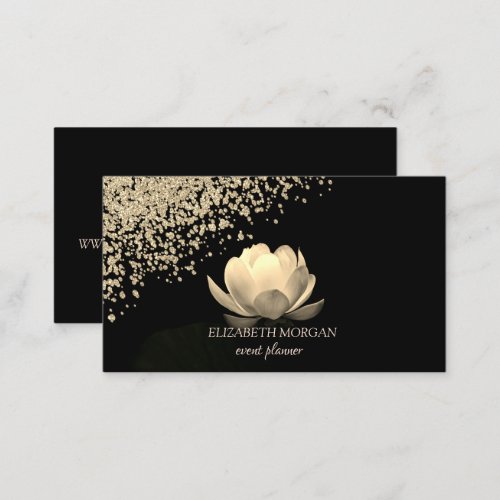 Modern Elegant Stylish Gold Diamonds Gold Lotus  Business Card