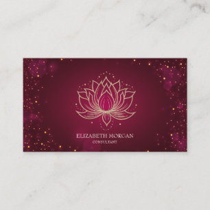 Modern Elegant Stylish Gold Lotus Red Business Card