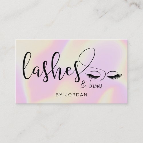 Modern elegant stylish holographic lashes  brows business card