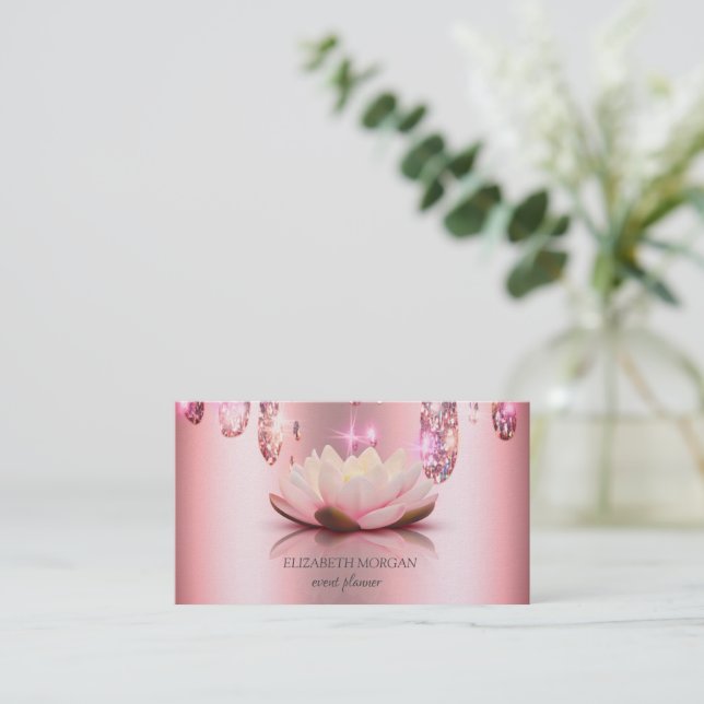Modern Elegant Stylish Lotus,Drop Business Card (Standing Front)