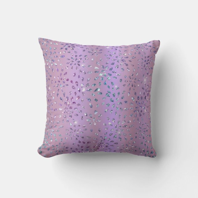 Modern Elegant Stylish Luxury Purple Glitter Girly Throw Pillow (Front)