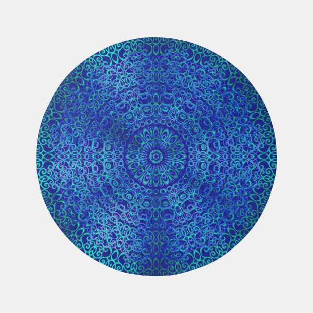    Modern & Elegant Stylish Mandala Boho Navy Blue Outdoor Rug (Front)