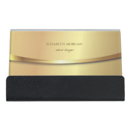 Modern Elegant Stylish, Minimalist  Gold Desk Business Card Holder