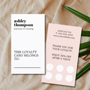 Modern Elegant Stylish Pastel White Hair Salon Loyalty Card