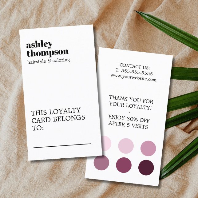 Modern Elegant Stylish Pastel White Hair Salon Loyalty Card (Creator Uploaded)