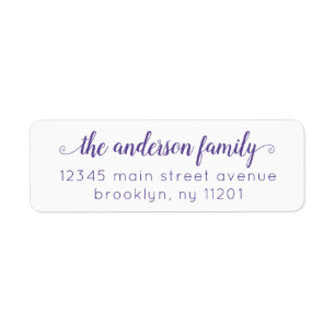 Modern Elegant Stylish Purple Violet Script Family Label