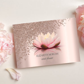 Modern Elegant Stylish Rose Gold Diamonds Lotus Business Card