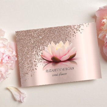 Modern Elegant Stylish Rose Gold Diamonds Lotus Business Card by Biglibigli at Zazzle