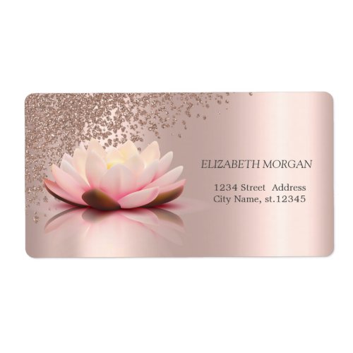 Modern Elegant Stylish Rose Gold Diamonds Lotus Label