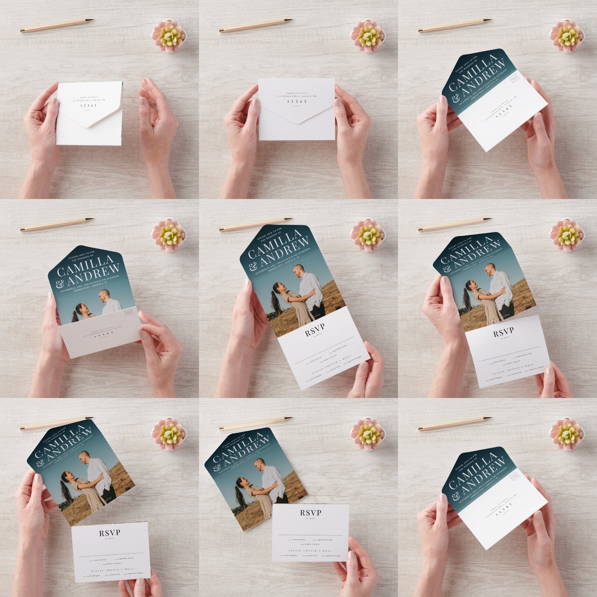 Discover Modern Elegant Stylish RSVP Wedding All In One Invitation