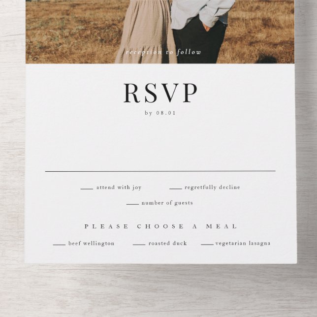Disover Modern Elegant Stylish RSVP Wedding All In One Invitation