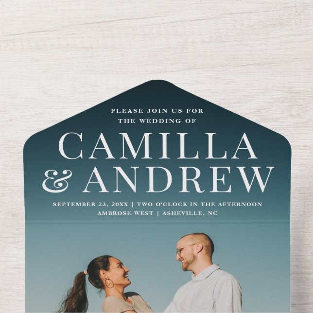 Disover Modern Elegant Stylish RSVP Wedding All In One Invitation