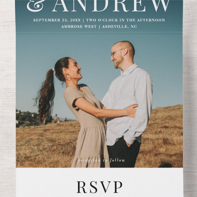 Disover Modern Elegant Stylish RSVP Wedding All In One Invitation