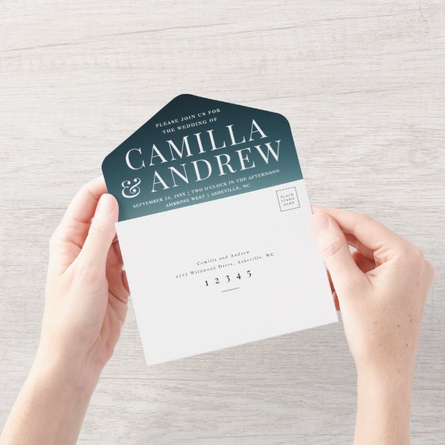 Disover Modern Elegant Stylish RSVP Wedding All In One Invitation