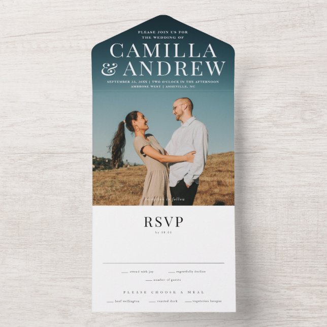 Disover Modern Elegant Stylish RSVP Wedding All In One Invitation