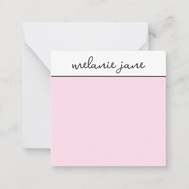 Modern Elegant Stylish Script Pink Flat Note Card (Front)