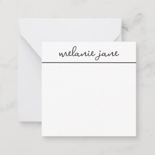 Modern Elegant Stylish Script White Flat Note Card