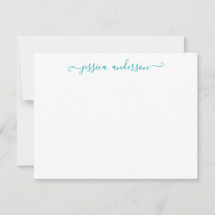 Modern Elegant Stylish Teal Light Blue Script Note Card