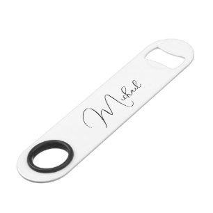 Modern Elegant Stylish Trendy Black Monogrammed Bar Key