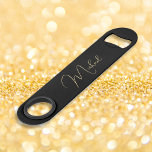 Modern Elegant Stylish Trendy Gold Monogrammed Bar Key<br><div class="desc">Create your own custom, personalized, modern elegant faux gold calligraphy typography script font monogrammed on black background, trendy chic stylish cool professional extra durable stainless steel speed bottle opener bar key featuring a length and design to open bottles with speed and ease. Simply type in your name / family name,...</div>