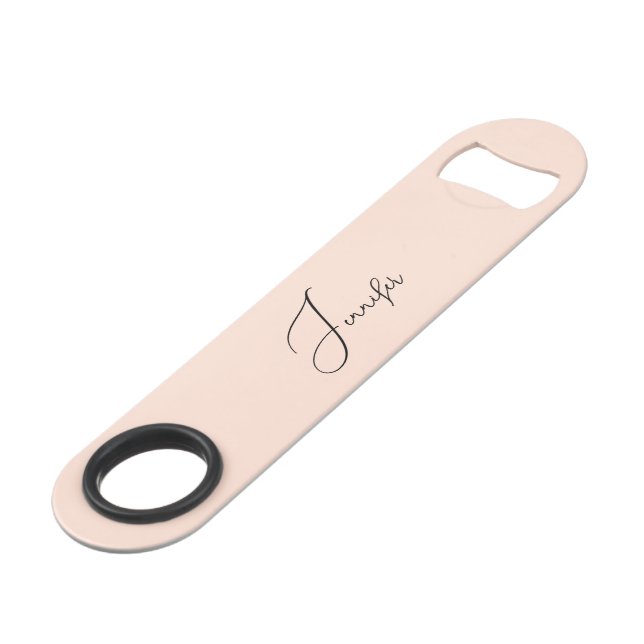 Modern Elegant Stylish Trendy Monogram Rose Gold Bar Key (Front Angled)