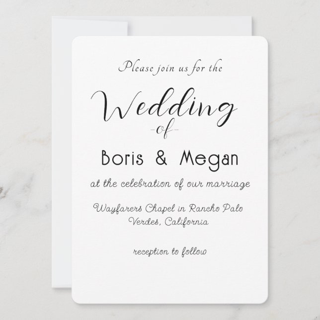 Modern Elegant Stylish Wedding Invitation (Front)
