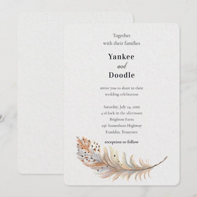 Modern elegant summer spring wedding invitation (Front/Back)