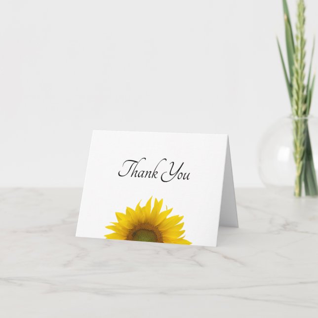 Modern Elegant Sunflower  Thank You Card (Front)