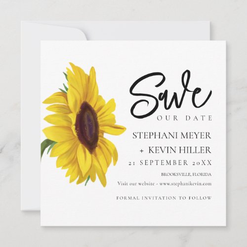 Modern Elegant Sunflower Wedding Save The Date
