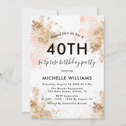 Modern Elegant Surprise 40th Birthday Invitations 